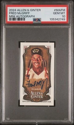 2024 TOPPS ALLEN & GINTER FRED MCGRIFF MINI AUTO PSA 10 GEM MINT HOF BLUE JAYS - Image 1 of 2
