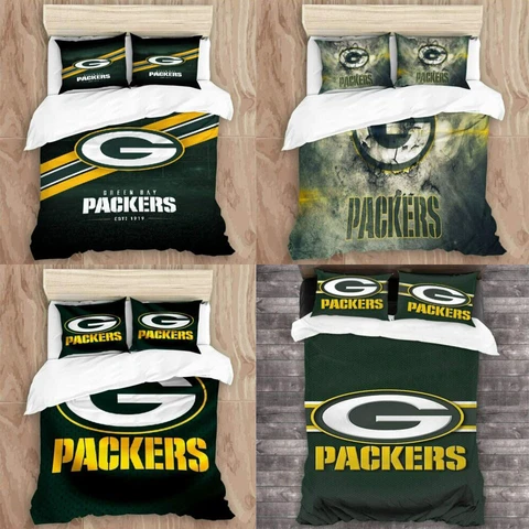 Green Bay Packers Duvet Cover Bedding Set 3 Piece Comforter Cover & Pillowcases Cover