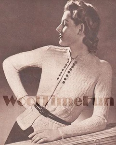 Vintage Knitting Pattern 1940s Lady's  Tailored Jumper/Sweater. - Picture 1 of 1