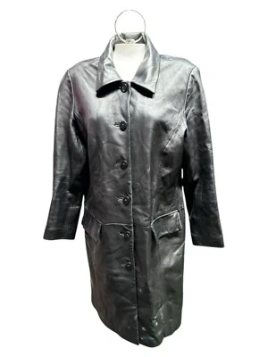 Кожаный плащ Charles Klein Matrix черная куртка женский размер PM маленький - Изображение 1 из 4