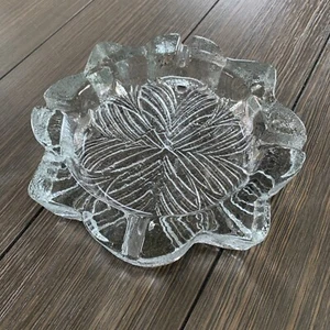 Mint Blenko 1970s “snowflake” 701 Ashtray Ice Clear Art Glass 8.5” Dia - Picture 1 of 7