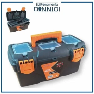 Cassetta porta attrezzi portautensili in plastica 16" con vano minuteria vuota - Foto 1 di 4