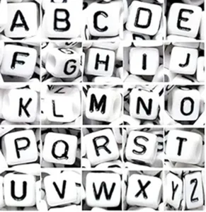 500/1000 piezas 6mm cubo blanco alfabetos simples y mixtos letras cuentas acrílicas - Imagen 1 de 30
