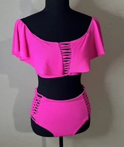 *TiNiBiKiNi* Women's Pink 2 Pc Swimsuit Bikini Top and Bottom M - Picture 1 of 6