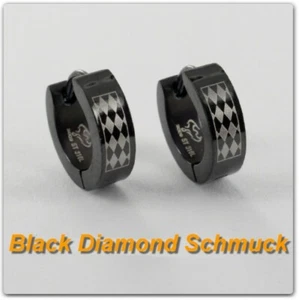 Klappcreolen  Edelstahl   schwarz lackiert mit Muster - Picture 1 of 1