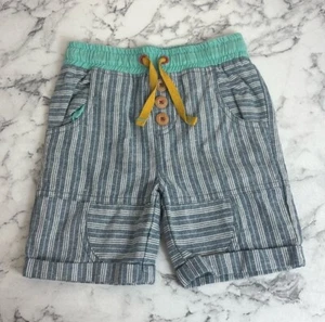 Matilda Jane Coast To Coast Blue Striped Chambray Linen Blend Shorts Boys 4 - Picture 1 of 3