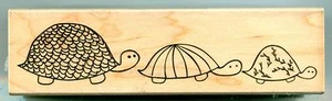 HERO ARTS rubber stamp THREE TURTLES wood mounted,Animals, H5145 - Picture 1 of 2