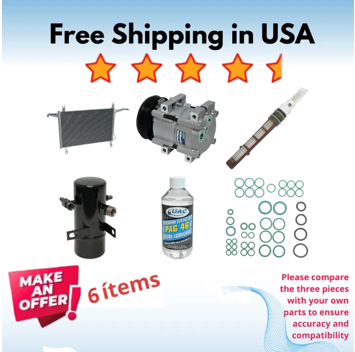 Compressor, Condenser & Valve A/C Fit Ford F-250 1994-1995, Ford F-350 1994-1995 - Image 1 of 4