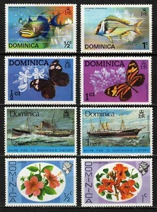 Dominica 1975 Sc#421/22-427/28-434/35-454/55 Fish Butterflies Lot of 8 Mint MNH - Picture 1 of 2