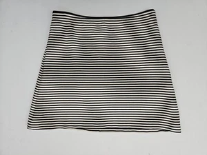 Gonna corta elasticizzata EVERLANE donna nera avorio a righe zip laterale taglia S - Foto 1 di 3
