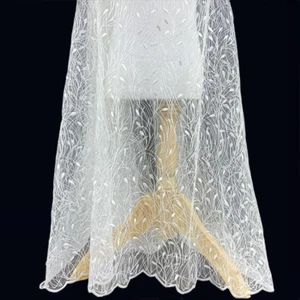 Mesh Floral Embroidered Lace Fabric Sheer for Wedding Evening Dress Skirt Fairy - Picture 1 of 11