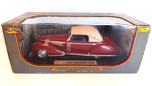SIGNATURE MODELS 1:18 1947 Delahaye 135M Diecast Car BURGUNDY w/ CREAM Top. NIB! - Picture 1 of 24