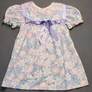Cutest One Vintage Size 4T Pastel Floral Dress 90s  - Picture 1 of 12