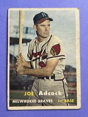 1957 Topps Baseball Joe Adcock #117 G-VG Milwaukee Braves Vintage - Image 1 of 2
