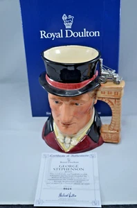 ROYAL DOULTON LTD. EDITION CHARACTER JUG GEORGE STEPHENSON D 7093 BOXED & CERT. - Picture 1 of 11