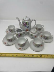 15 Piece Hand Painted Occupied Japan Floral Tea Set With Sugar And Creamer
