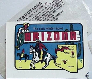 VERY Vintage ARIZONA THE SUN'S WINTER HOME Travel Trailer / Luggage Decal. - Bild 1 von 1