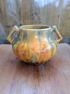 Antique Crown Ducal Ware Arcadian Glaze Vase Pot Two Handled Art Deco 20s 30s - Picture 1 of 7