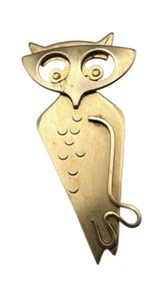 Mid-Century Modern Owl Pin Brooch Kim Gold Tone - Picture 1 of 5