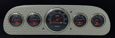 1960 1961 1962 1963 Ford Falcon 5 Gauge Dash Panel Set Engine Turned Black - Image 1 of 4