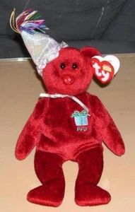 Julio (Sombrero de Fiesta) Oso, Ty Cumpleaños Gorro Bebé (2002), Con Etiquetas, Muy Bueno - Imagen 1 de 1