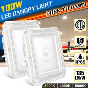 2Pack 100W LED Gas Station Canopy Light, 13500LM Parking Lot Garage Lights 5000K - Picture 1 of 13