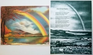 After the Autumn Rain 1980's Art Print           Only A Lovely Rainbow 1962 Poem - Picture 1 of 3
