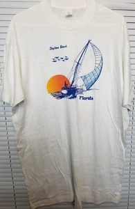 Camicia vintage anni 80 Daytona Beach barca a vela Florida punto singolo XL cotone - come nuova - Foto 1 di 5