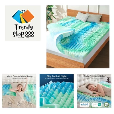 Colchón de espuma viscoelástica completa de 2 pulgadas y 7 zonas con infusión de gel de enfriamiento para huevos... Foto 1 de 4