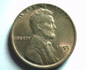 1953-D LINCOLN CENT PENNY CHOICE UNCIRCULATED+ RED / BROWN ORGINAL 99c SHIP - Picture 1 of 2