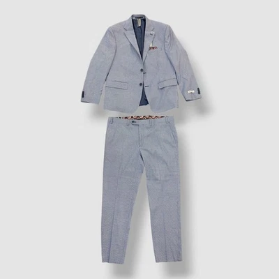 Ben Sherman Hombre Azul Cuadros Ajustado 2 Piezas Chaqueta Pantalones Traje Talla 46S 40W Foto 1 de 3