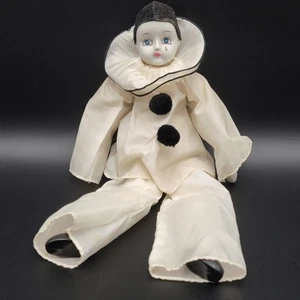 Muñeca payaso bufón coleccionable vintage Pierrot porcelana 14" de alto - Imagen 1 de 9