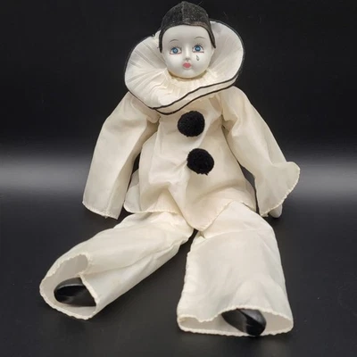Vintage Pierrot Porcelain Clown Doll 14" Tall Collectible Jester Clown - Image 1 of 4
