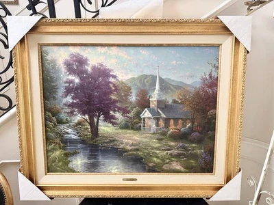 Thomas Kinkade Streams Of Living Water Rare Artist Proof On Canvas w COA 25.5x34 - Image 1 of 4