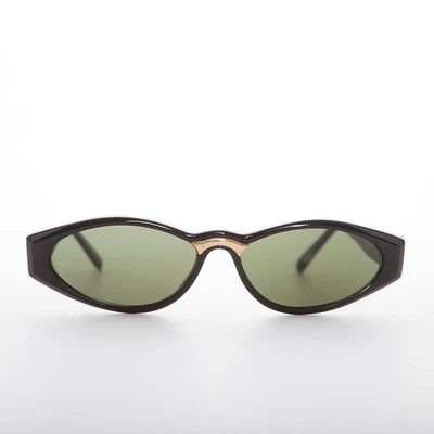 Elegante Gafas de Sol Negras Años 90 Vintage con Detalle Dorado Lente Verde - Gala Foto 1 de 3