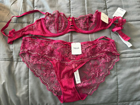 Aubade Tresor Infini brief XXL and Balconette Bra Red