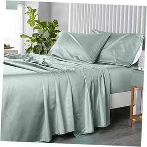 Top-Split-King: Adjustable King Bed Sheets 4PC Solid Sea 100% Cotton 600 - Picture 1 of 7