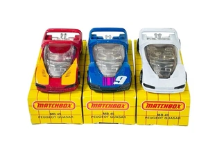 Matchbox Superfast (3) Varied MB49 Peugeot Quasars w/Yellow Grid Boxes - Picture 1 of 15