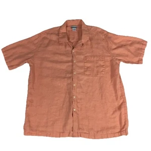 Breakwater 100% Linen Camp Shirt Men’s Xl 52” Orange Coral Short Sleeve Casual - Picture 1 of 16
