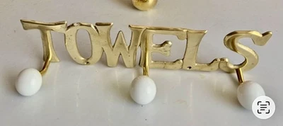 Toallas de latón de colección toalla gancho de pared bata 3 ganchos perilla de porcelana montaje en pared Foto 1 de 4