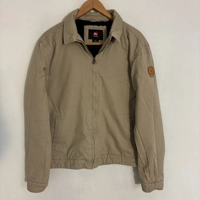 Jaqueta bombardeiro masculina vintage Y2K Quiksilver Sherpa forrada de lona G zíper completo skatista de surf - Imagem 1 de 4
