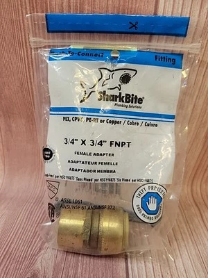 SharkBite 3/4"x3/4" Female Adaptor Brass - Image 1 of 2