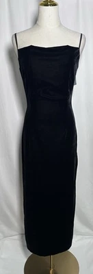 Antonio Melani Dress Sheath Bodycon Midi 2  Spaghetti Velvet Slit Black $189 - Image 1 of 4