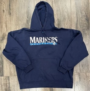 Vintage 2002 Seattle Mariners Nike Center Swoosh Blue Hoodie Sweatshirt Large - Picture 1 of 6