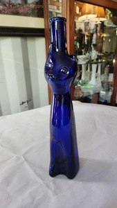 Royal Blue Happy Cat Weinflasche Kobaltblau 13"T - Bild 1 von 15