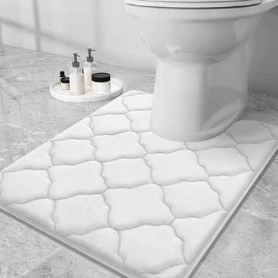  Memory Foam Toilet Rugs U-Shaped 24x20, Ultra Soft 24" x 20" Contour Rug White - Image 1 of 4