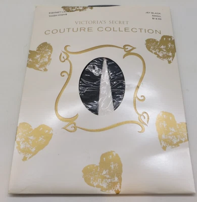 Victoria's Secret Couture Collection Fishnet Lace Top Thigh Highs Jet Black S - Image 1 of 4