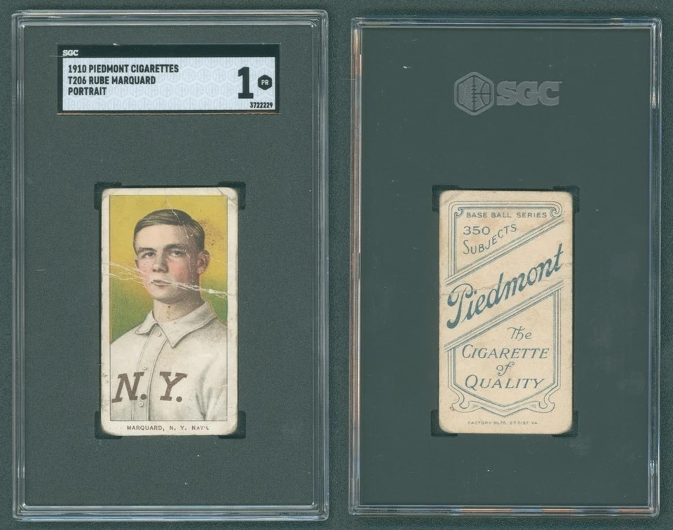 1909-1911 T206 Rube Marquard Portrait New York Giants HOF SGC 1 - Image 1 of 1