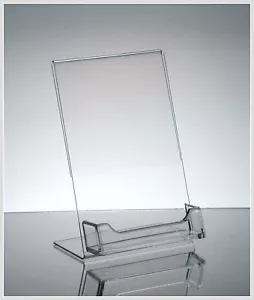 25 Cornici portafoto inclinate acriliche 4" x 6" con porta biglietti da visita - Foto 1 di 2
