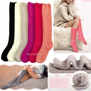3-12 Women's Knee High Warm Winter Socks Fuzzy Cozy Slipper Long Fleece 9-11 Lot - Picture 1 of 8